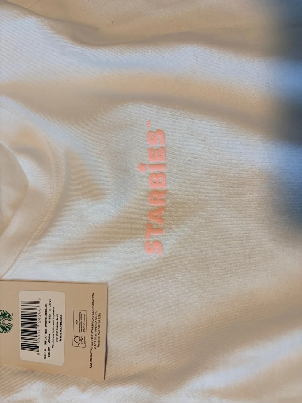 Starbucks Beige Athletic Shorts with Pink Logo